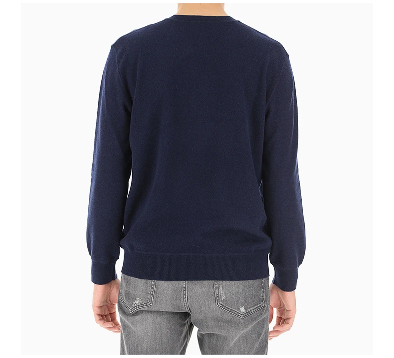 商品Zegna|ZEGNA 男士深蓝色羊绒混纺圆领毛衣 VTH10-ZZ110-B09,价格¥1945,第6张图片详细描述