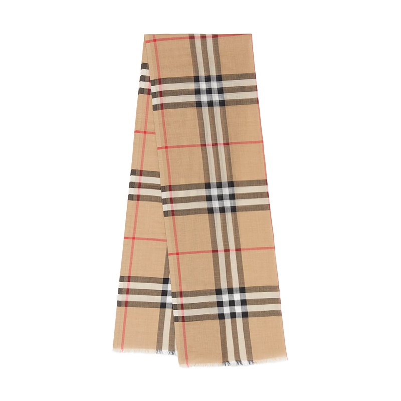 商品Burberry|【包税】BURBERRY/博柏利 早秋 轻盈格纹丝毛混纺围巾  80184681,价格¥2974,第4张图片详细描述