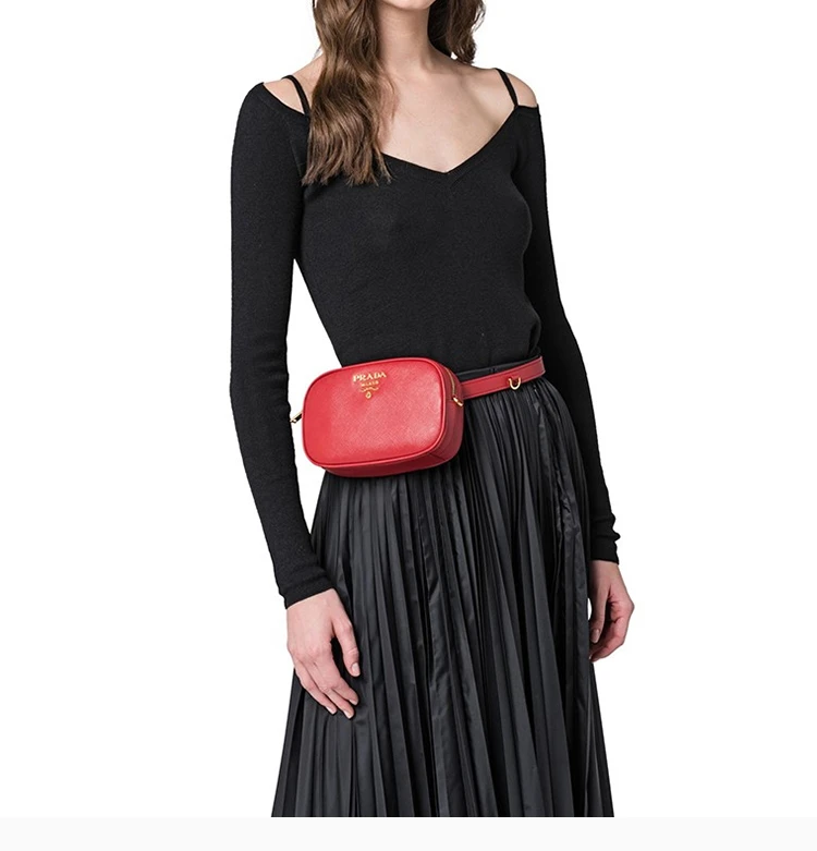 商品[国内直发] Prada|Prada 普拉达 女包红色牛皮斜挎腰包 1BL007-NZV-F068Z,价格¥5376,第8张图片详细描述