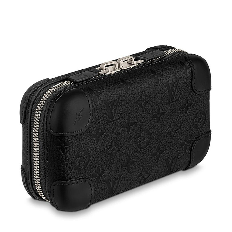 商品Louis Vuitton|预售10天 Louis Vuitton/路易威登 22春夏新款HORIZON CLUTCH系列 男士黑色老花压印牛��皮革银扣拉链开合单肩斜跨盒子包M20439,价格¥21082,第5张图片详细描述