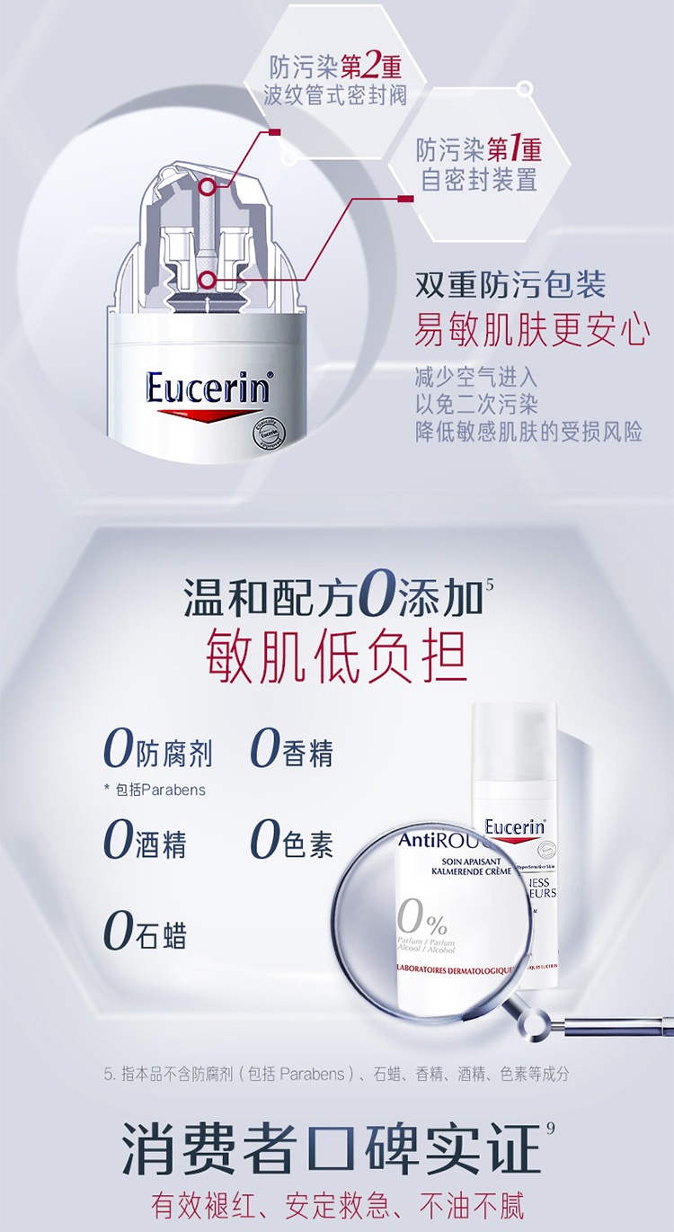 商品Eucerin|Eucerin优色林修红特护霜50ml 舒敏褪红,价格¥176,第5张图片详细描述