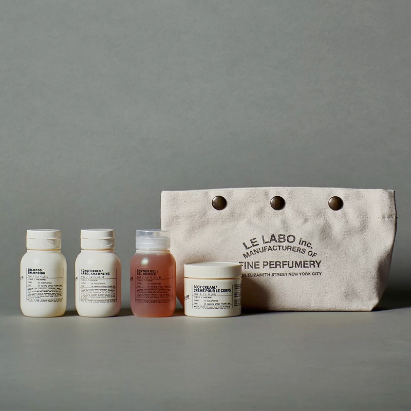 商品Le Labo|Le labo洗护旅行套装 桧木沐浴露+润肤露+洗发水+护发素+帆布手拿包 85mlx3+60ml,价格¥455,第4张图片详细描述