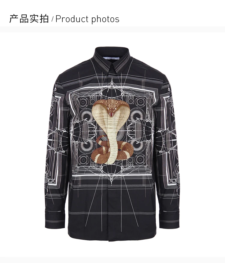 商品[国内直发] Givenchy|Givenchy 纪梵希 眼镜蛇黑色男士长袖衬衫 16W6451882-001,价格¥3881,第4张图片详细描述