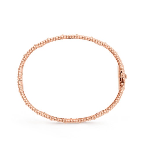 商品Van Cleef & Arpels| Van Cleef & Arpels/梵克雅宝 Perlée trèfles系列 18K金玫瑰金三叶草图案镶嵌80颗钻石手镯VCARN5B200,价格¥231224,第2张图片详细描述