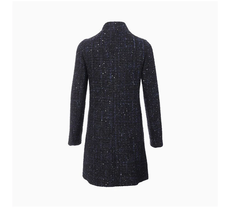 商品Emporio Armani|EMPORIO ARMANI 女式黑色小香风蓝色细节立领中长款大衣外套 3H2L80-2NWIZ-F901,价格¥3509,第2张图片详细描述