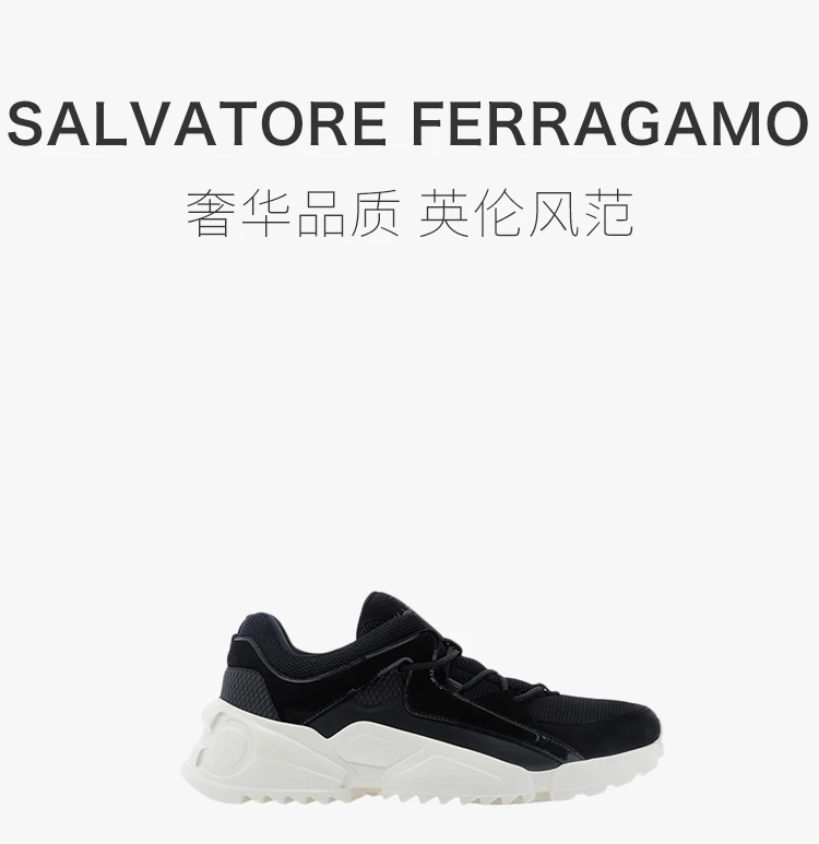 商品[国内直发] Salvatore Ferragamo|SALVATORE FERRAGAMO 男士黑色牛皮运动鞋 02-C030-728362,价格¥1756,第1张图片详细描述