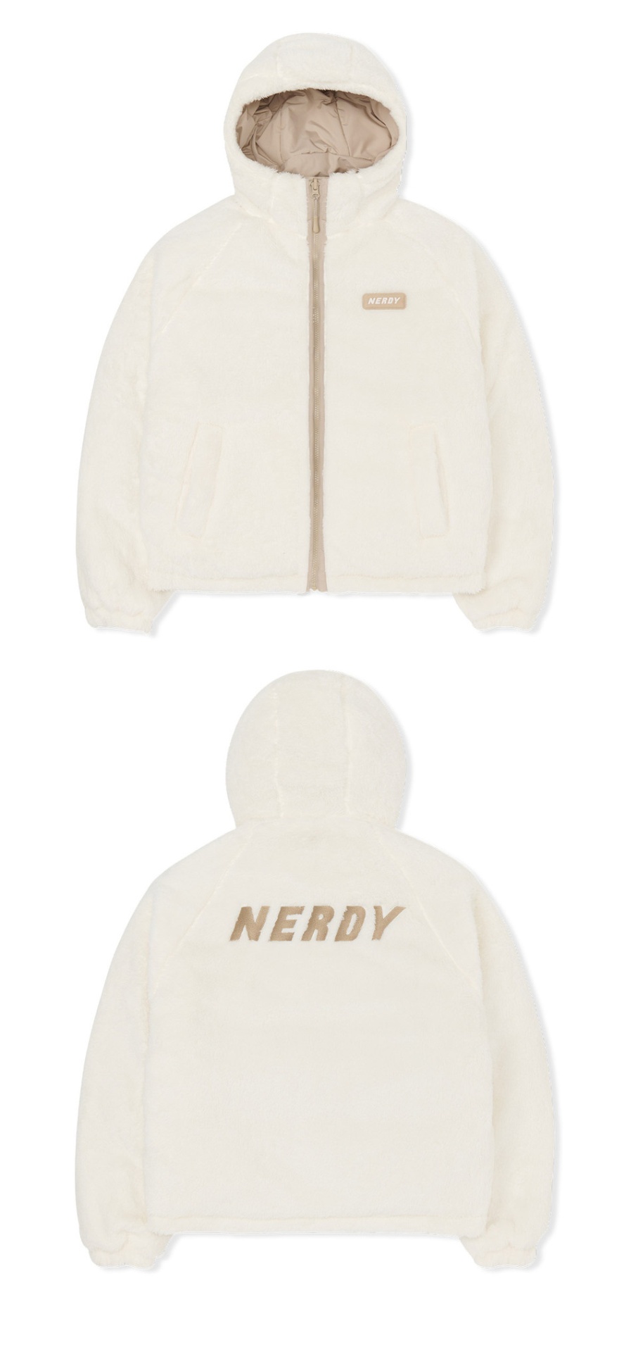 商品NERDY|【享贝家】NERDY 新款男女情侣款加厚加绒正反两穿保暖夹克外套 黑色\奶茶色（预售款，10天发货）PNEW22DJ0630,价格¥896,第9张图片详细描述
