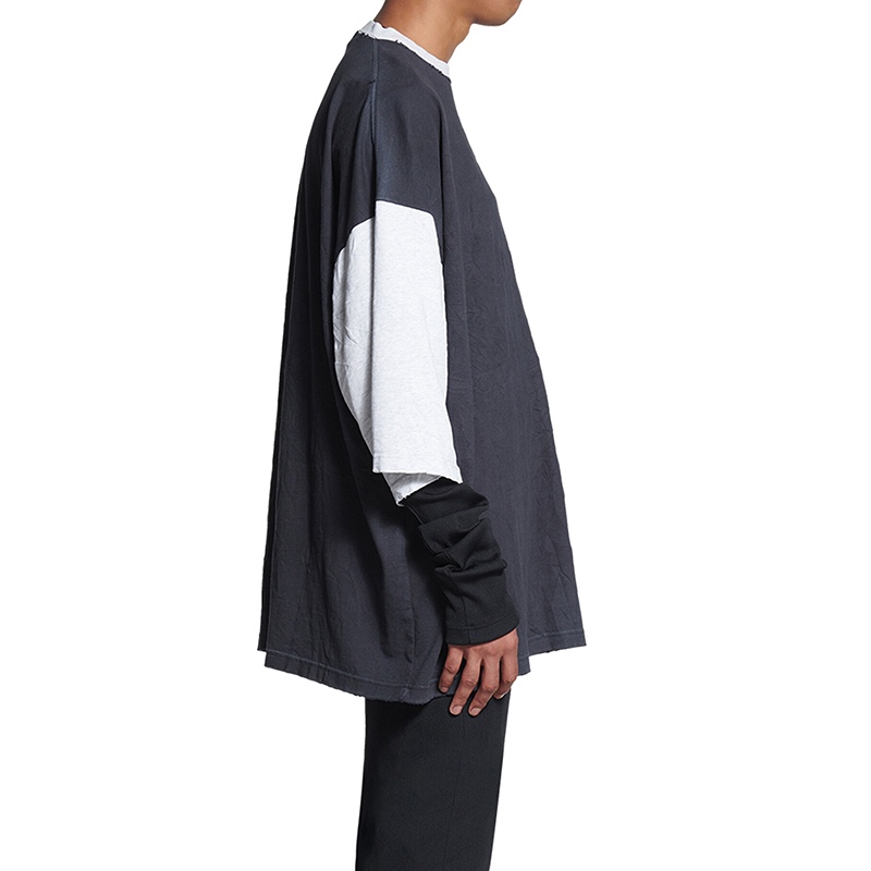 商品Balenciaga|Balenciaga/巴黎世家 UNITY系列 男士黑色/浅灰色纯棉七分袖T恤699190TMVC81208,价格¥3969,第7张图片详细描述