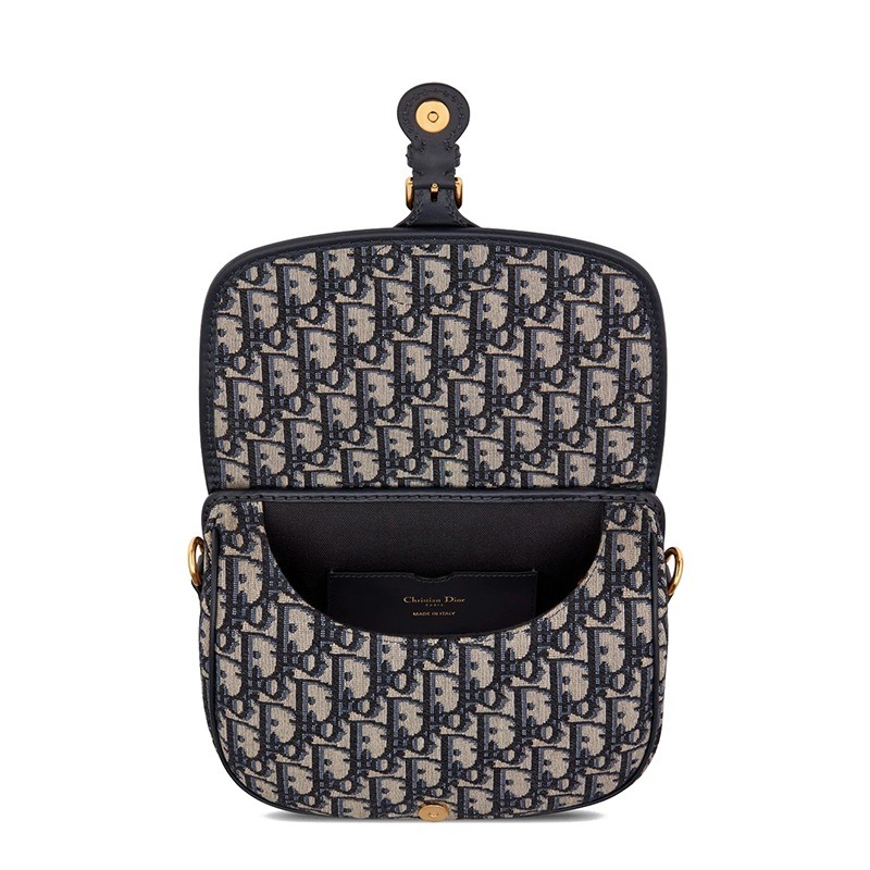 商品Dior|DIOR/迪奥 BOBBY 蓝色老花帆布滚边蓝色皮革中号斜挎单肩翻盖BOBBY包,价格¥24407,第4张图片详细描述