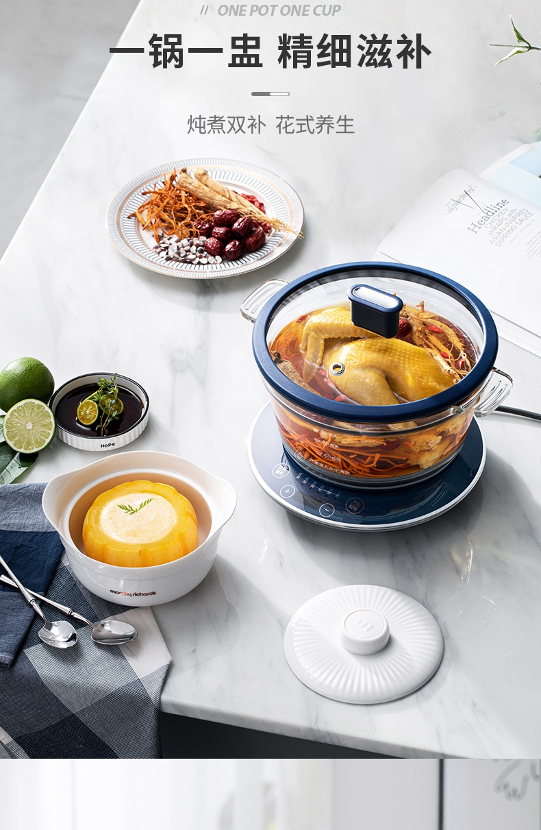 商品[国内直发] Morphy Richards|小型养生锅1.2L多功能电炖锅MR9081燕窝隔水炖盅煲汤煮粥神器,价格¥380,第12张图片详细描述