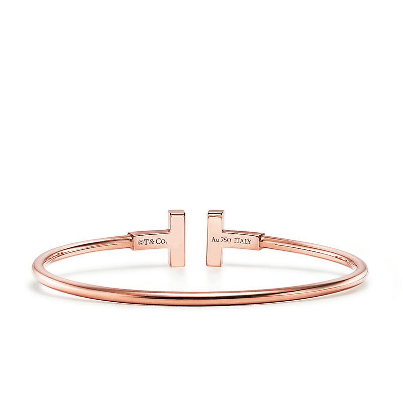 商品Tiffany & Co.|  Tiffany & Co.蒂芙尼  Tiffany T Wire系列18k金玫瑰金黑色玛瑙T字手镯GRP11105,价格¥24619,第3张图片详细描述