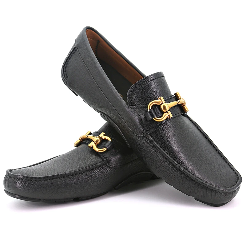 商品Salvatore Ferragamo|SALVATORE FERRAGAMO 男鞋黑色牛皮商务休闲皮鞋 0582753,价格¥2402,第5张图片详细描述