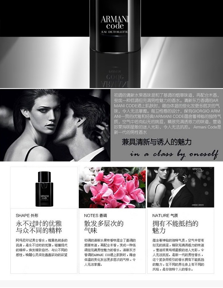 商品Giorgio Armani|Giorgio Armani阿玛尼 印记男士淡香水 50/75/125ml,价格¥478,第7张图片详细描述