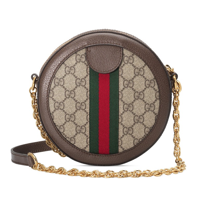 商品Gucci|GUCCI/古驰 Ophidia女士迷你米色帆布圆形链条单肩包 ,价格¥10188,第5张图片详细描述