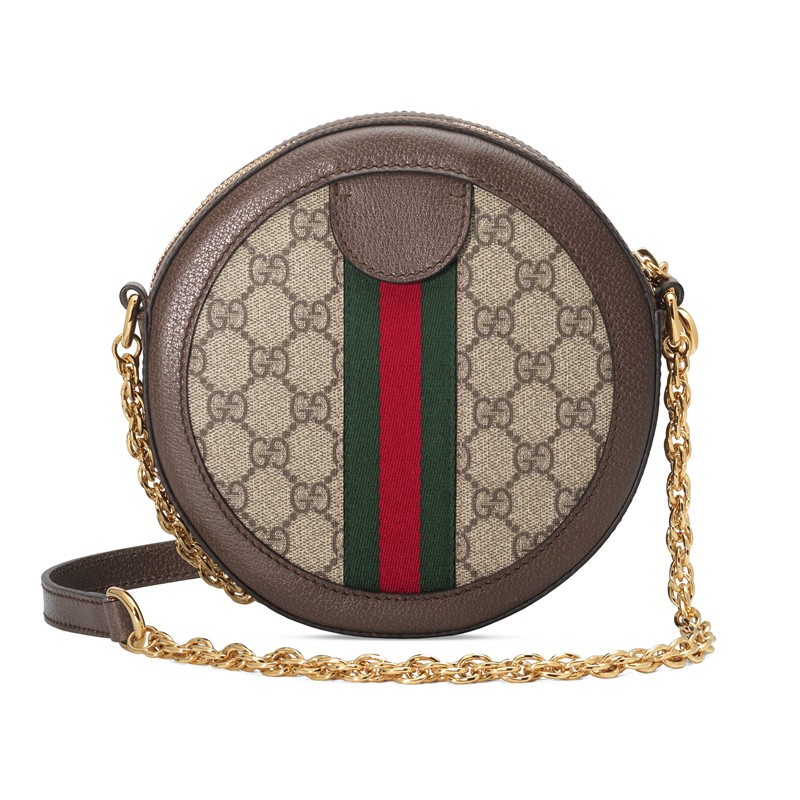 商品Gucci|GUCCI/古驰 Ophidia女士迷你米色帆布圆形链条单肩包 ,价格¥12208,第3张图片详细描述