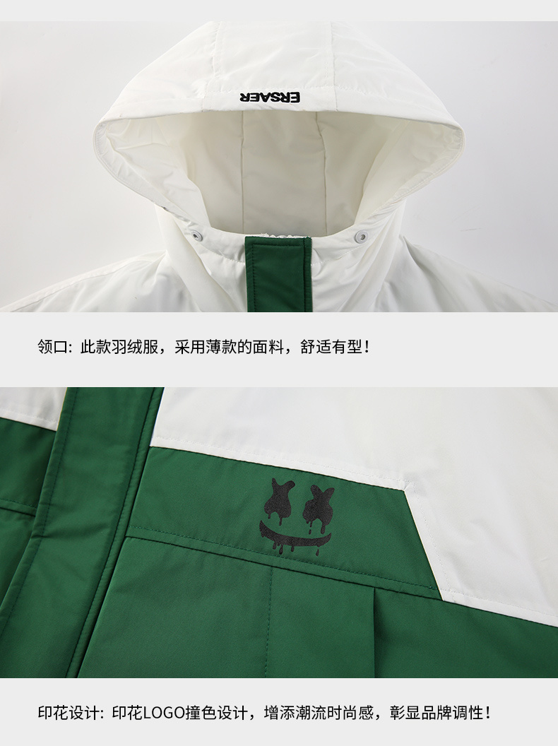 商品[国内直发] ERASER|ER拼接撞色中长款连帽棉服男女同款冬季情侣外套国潮牌休闲宽松面包服ERmy2255560,价格¥519,第7张图片详细描述