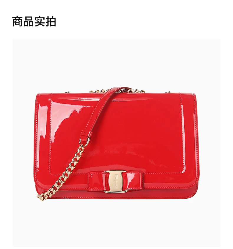商品[国内直发] Salvatore Ferragamo|SALVATORE FERRAGAMO 女士红色漆皮中号VARA蝴蝶结翻盖包  21-G878-687404,价格¥5610,第4张图片详细描述