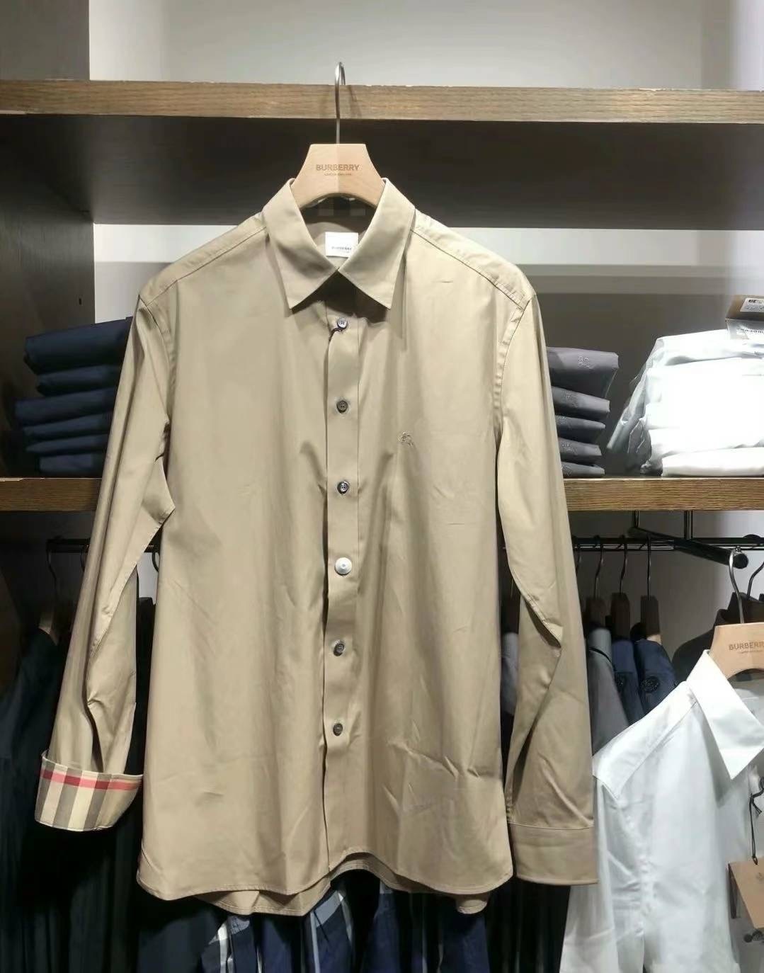 商品Burberry|BURBERRY/博柏利 男士米棕色棉质刺绣徽标衬衫80667641,价格¥1121,第5张图片详细描述