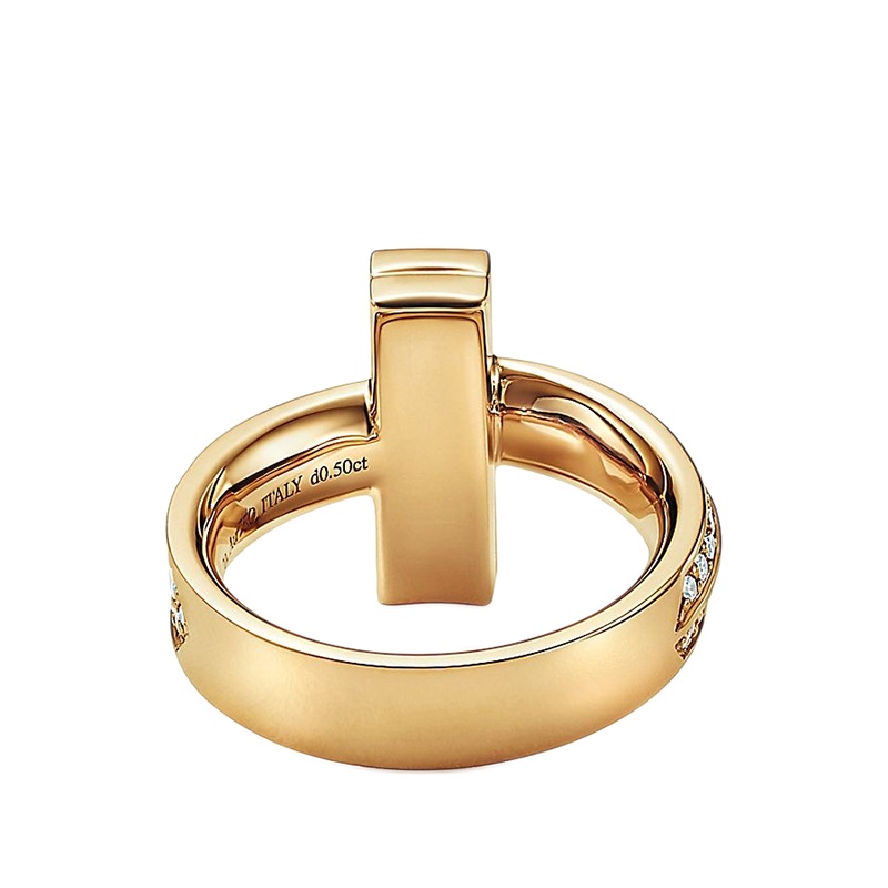 商品Tiffany & Co.|  Tiffany & Co./蒂芙尼 经典T1系列 18K金黄金镶嵌钻石4.2mm宽戒指婚戒GRP11525,价格¥67359,第4张图片详细描述