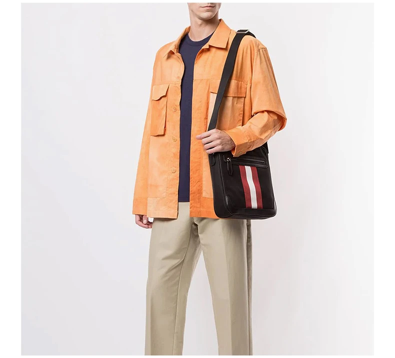 商品Bally|BALLY 男士黑色条纹徽标单肩斜挎包 6231807,价格¥2223,第8张图片详细描述