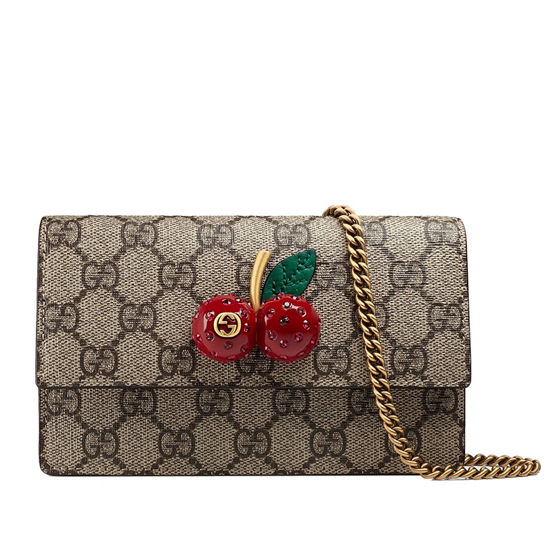 商品Gucci|GUCCI/古驰  经典款Suprême迷你系列 老花帆布樱桃链条迷你单肩包,价格¥6983,第2张图片详细描述
