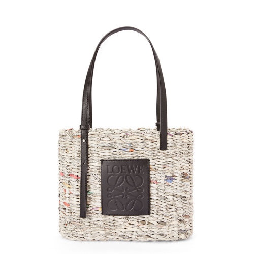 商品Loewe|【包税】LOEWE/罗意威 22新款Basket系列 女士小号黑色/多色编织纸制品饰经典徽标压印牛皮革单肩手提包A223099X18-1489,价格¥6563,第5张图片详细描述