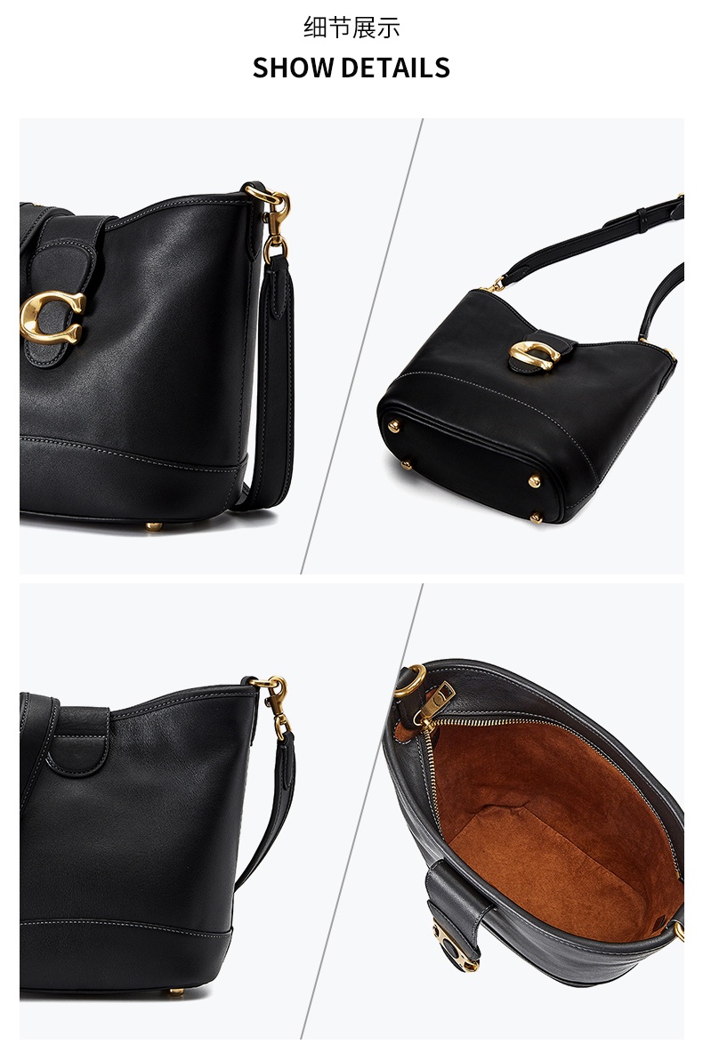 商品[国内直发] Coach|蔻驰斜挎包COACH 奢侈品女士专柜款TALI水桶包中号单肩包皮质礼物送女友 CA112 B4/BK,价格¥1248,第7张图片详细描述