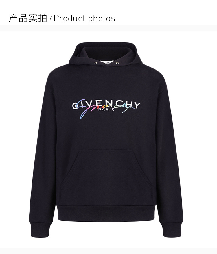 商品[国内直发] Givenchy|Givenchy 纪梵希 男士黑色渐变印花连帽卫衣 BMJ03D30AF-001,价格¥4868,第4张图片详细描述