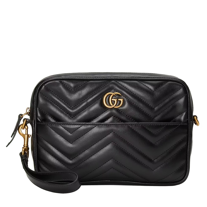 商品Gucci|GUCCI/古驰 22新款 女士黑/白/粉色V型绗缝皮革金扣金链三包合一多功能单肩手拿链条包,价格¥13093,第4张图片详细描述