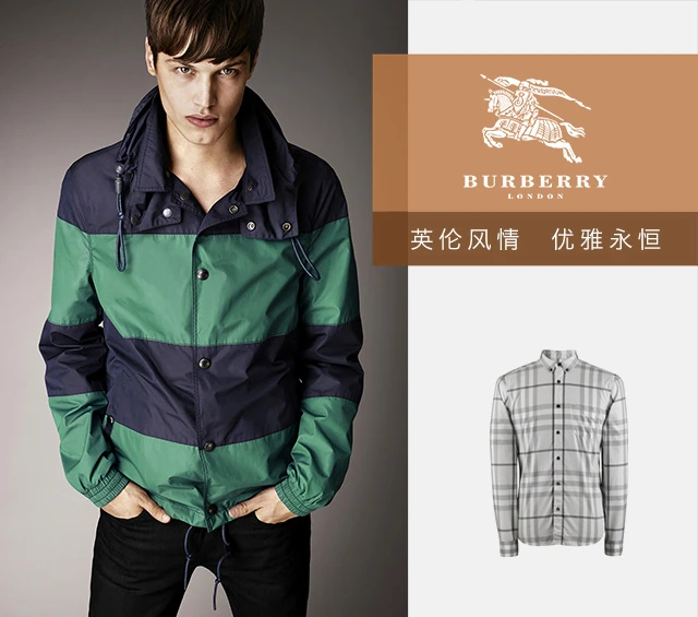 商品Burberry|Burberry 博柏利 男士灰白色纯棉格子长袖衬衫 3942560,价格¥1521,第3张图片详细描述