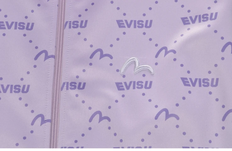 商品Evisu|【享贝家】（国内现货-QD）Evisu 福神 满印小标户外休闲运动套装卫衣外套 男女同款 紫色 ET3UZT901LV,价格¥378,第4张图片详细描述