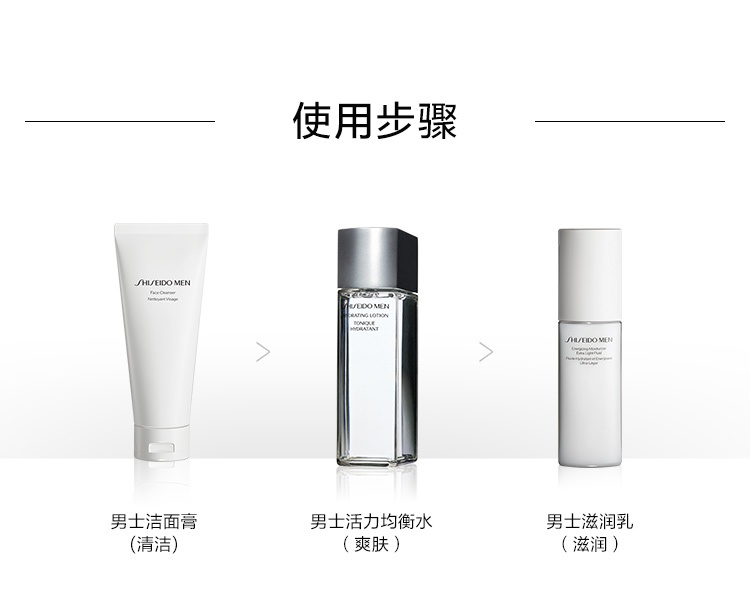 商品[国内直发] Shiseido|资生堂（SHISEIDO）男士护肤品套装 (洗面奶+水+乳) 补水保湿三件套,价格¥798,第4张图片详细描述