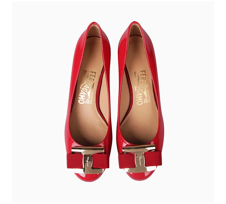 商品[国内直发] Salvatore Ferragamo|SALVATORE FERRAGAMO 女士红色牛皮坡跟鞋休闲鞋 0591075,价格¥2843,第7张图片详细描述