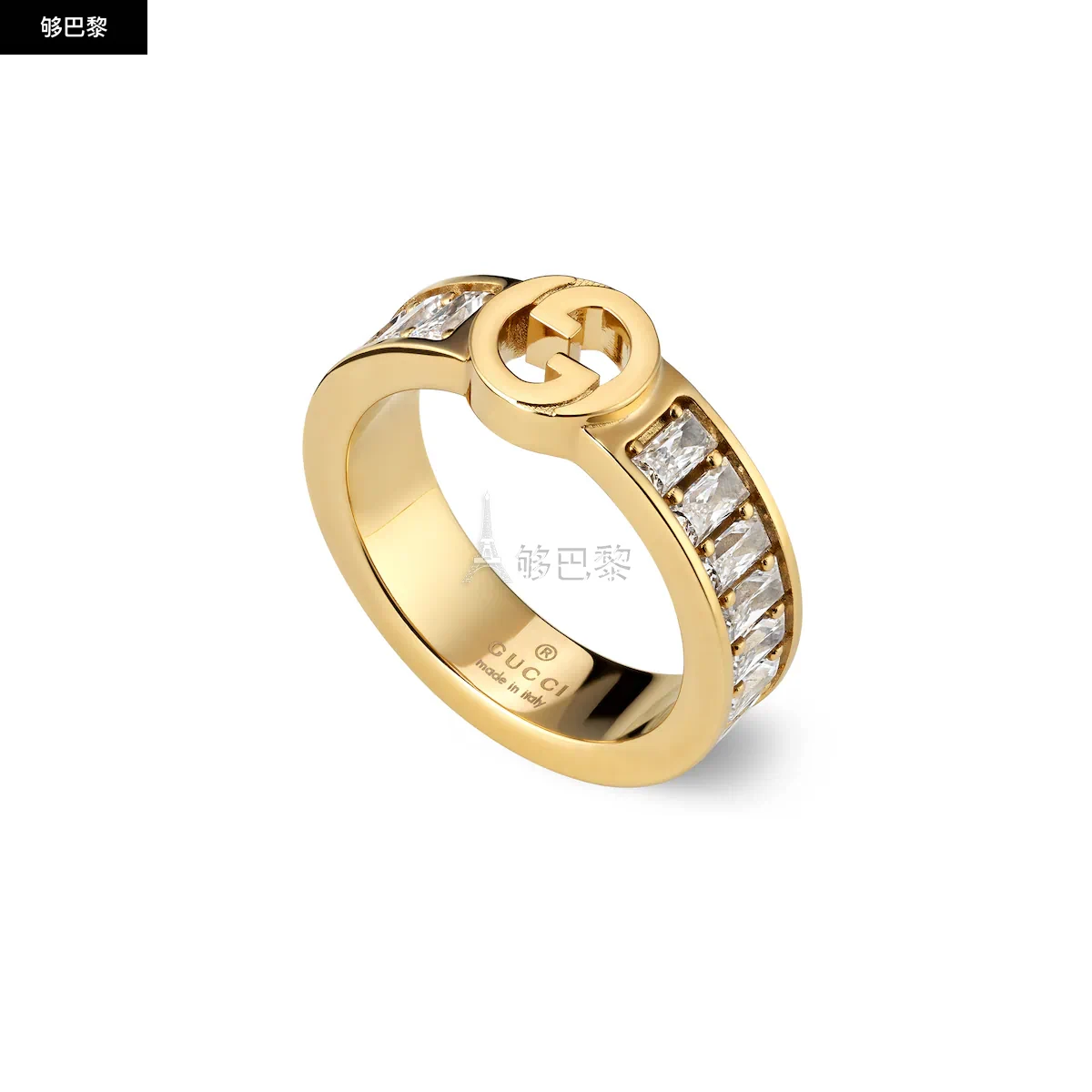 商品Gucci|【预售】 古驰 25春夏 女士 戒指 GUCCI BLONDIE系列宽版水晶戒指 837231 JAAHV 8062,价格¥4138,第5张图片详细描述