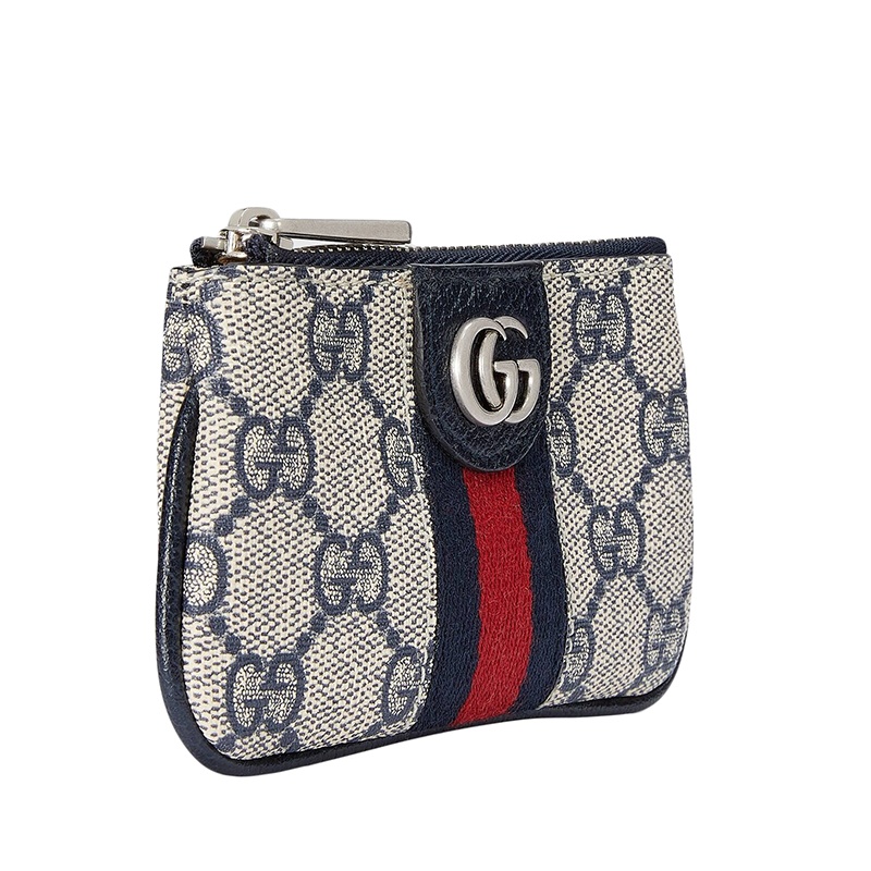 商品Gucci|GUCCI/古驰 22春夏新款Ophidia系列 女士米色/蓝色老花帆布红蓝织带配蓝色皮革吊坠双G钥匙包 67172296IWN4076,价格¥2983,第4张图片详细描述