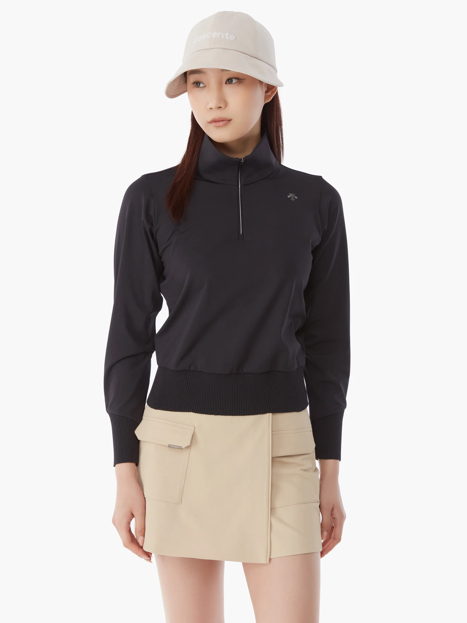 商品【预售商品15天发货】 DESCENTE|GOLF女性高领半拉链长袖T恤适合层搭 DP12WFTL24-LBLG,价格¥1025,第6张图片详细描述