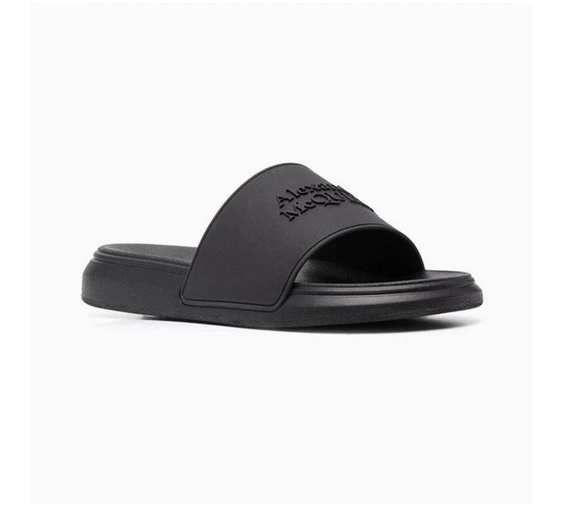 商品Alexander McQueen|ALEXANDER MCQUEEN 男士黑色露趾拖鞋 663564-W4QS0-1000,价格¥1230,第6张图片详细描述