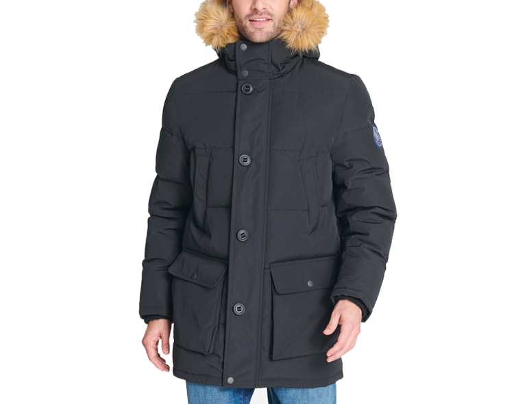 商品Tommy Hilfiger|男士人造毛连帽中长款棉服外套,价格¥914,第3张图片详细描述