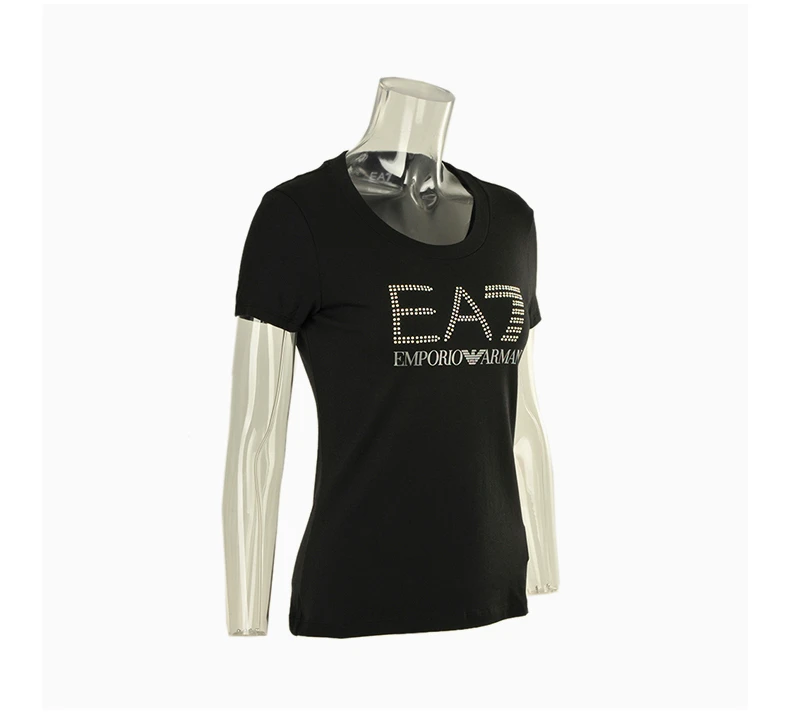 商品Emporio Armani|Emporio Armani 安普里奥 阿玛尼 黑色棉氨纶女士T恤 3YTT81-J12Z-1200,价格¥434,第5张图片详细描述