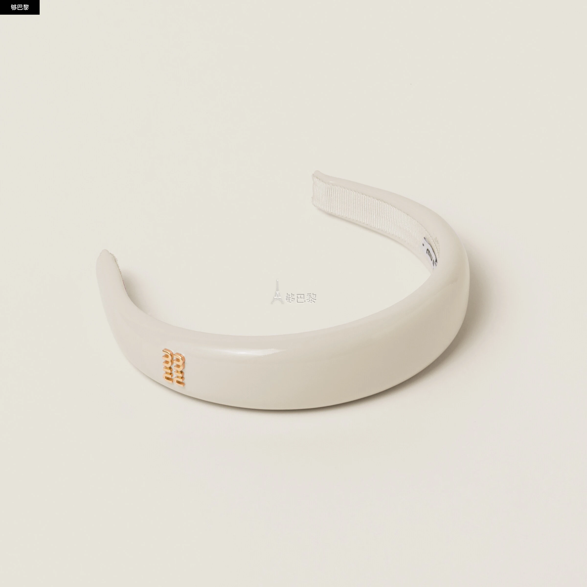 商品Miu Miu|【预售】 缪缪 25秋冬 女士 发夹 Bandeau en cuir verni 5IH025_069_F0304 ,价格¥4150,第3张图片详细描述