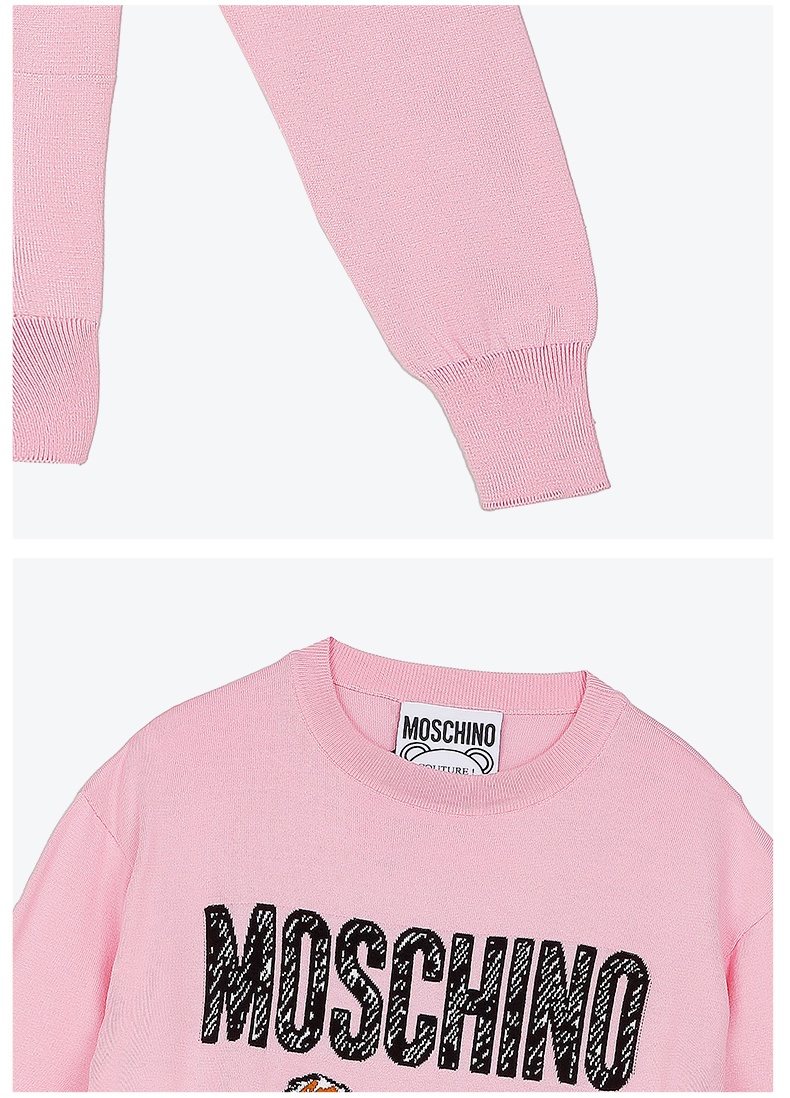 商品[国内直发] Moschino|MOSCHINO/莫斯奇诺 女士棉质粉色泰迪熊长袖针织套衫 09305501 A1224 （清仓特价）,价格¥1474,第5张图片详细描述
