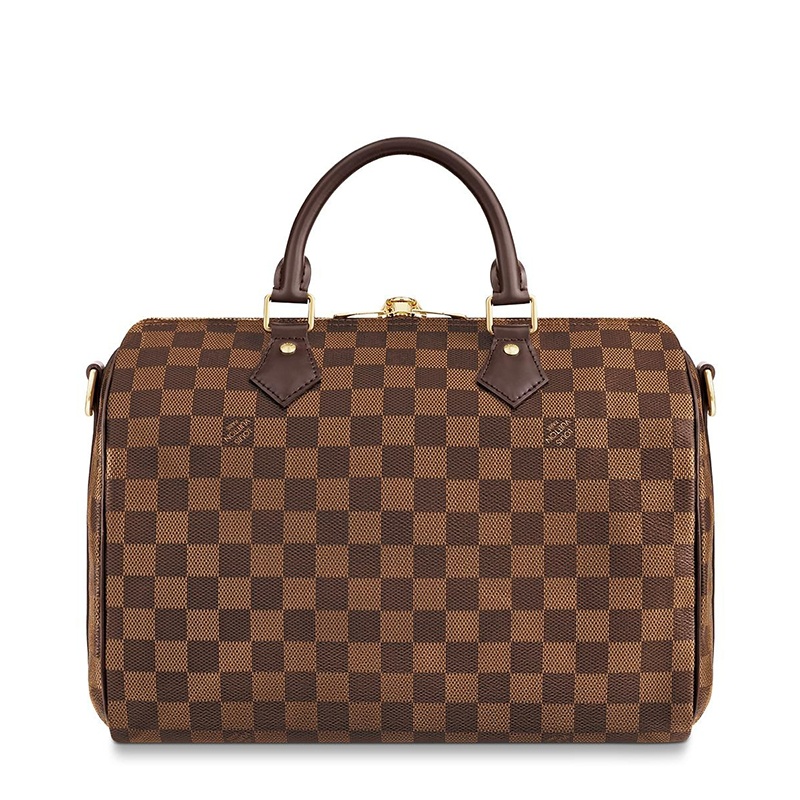 商品Louis Vuitton|预售10天 Louis Vuitton/路易威登 经典款SPEEDY 30系列 女士乌木色棋盘格帆布饰皮革滚边金扣配可拆卸肩带拉链开合单肩斜挎手提包N41367,价格¥14115,第4张图片详细描述