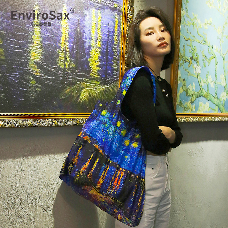 商品[国内直发] EnviroSax|春卷包女包环保袋手提单肩包梵高系列女士包包,价格¥83,第16张图片详细描述