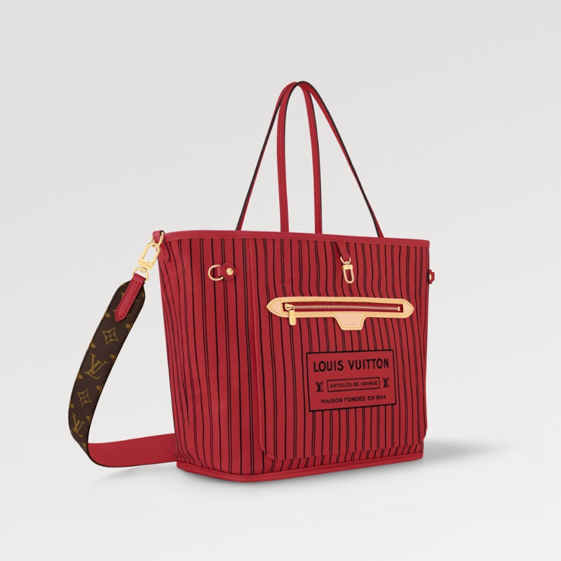 商品Louis Vuitton|【预售十天】路易威登NEVERFULL BANDOULIÈRE INSIDE OUT 红色中号手袋可拆卸肩带M12708,价格¥16629,第4张图片详细描述