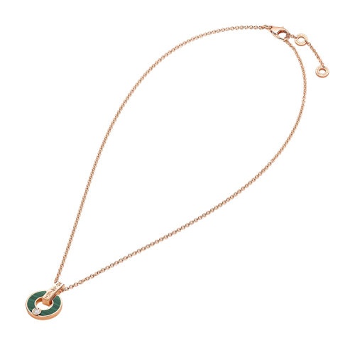 商品BVLGARI|  BVLGARI/宝格丽 BVLGARI BVLGARI系列  18k金玫瑰金镂空镶嵌孔雀石元素钻石项链357313,价格¥32797,第5张图片详细描述