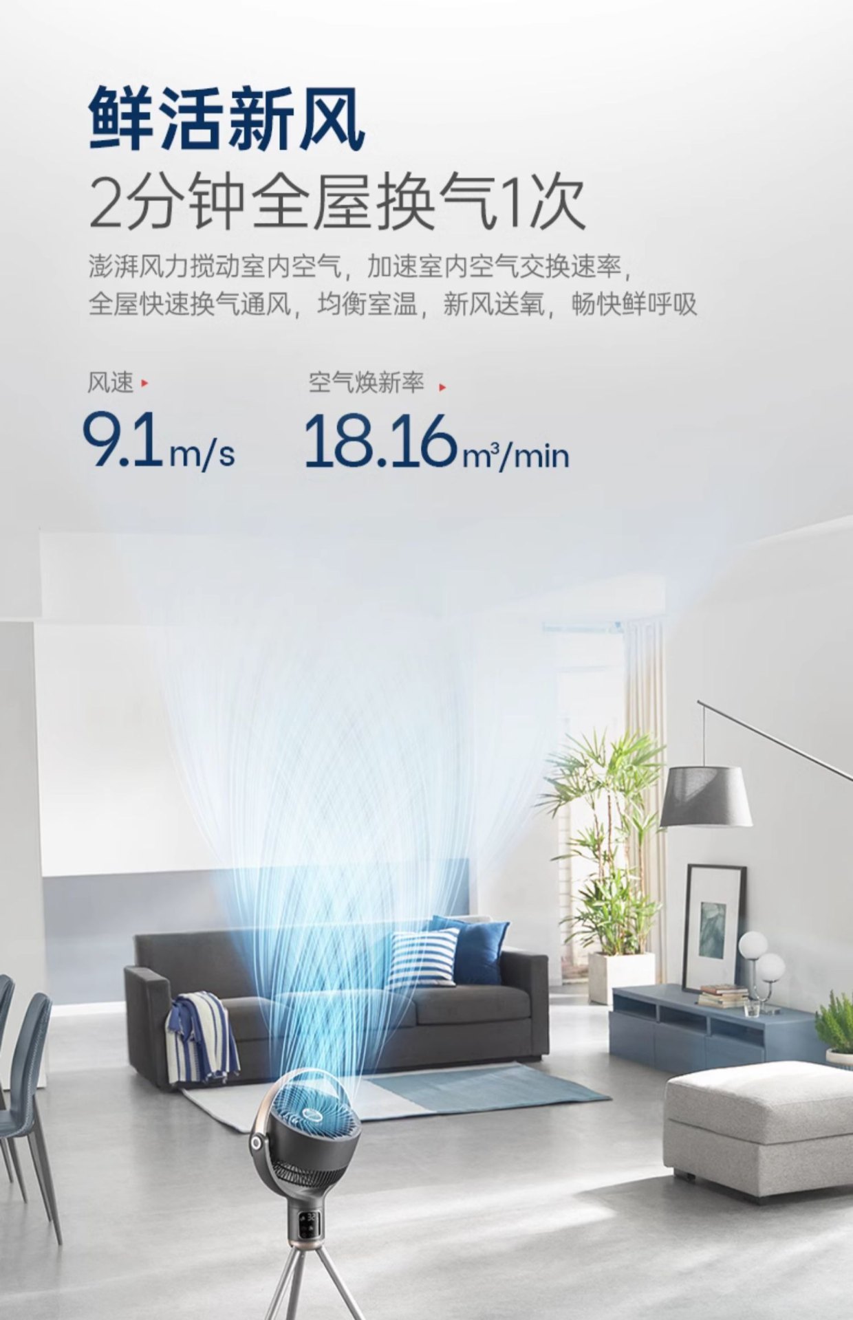商品[国内直发] Morphy Richards|负离子空气循环扇家用节能摇头立式大风力非静音落地扇电风扇MR3801,价格¥494,第20张图片详细描述