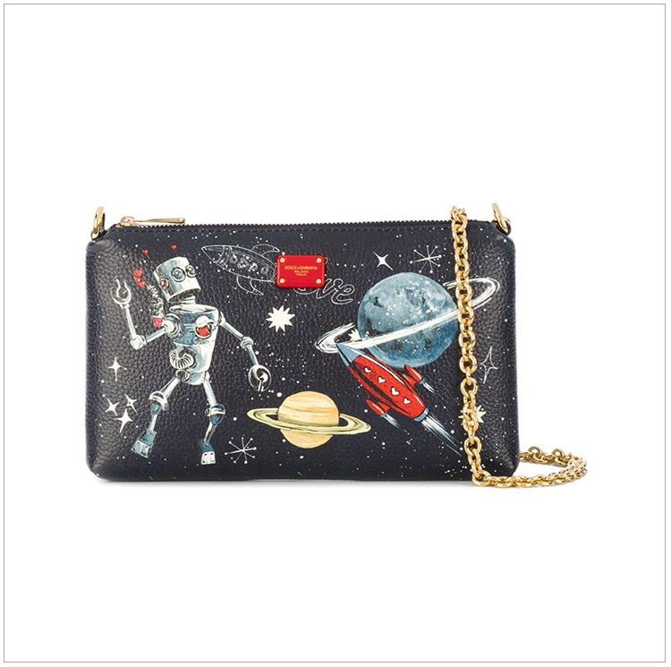 商品Dolce & Gabbana|Dolce&Gabbana 杜嘉班纳 女士黑色牛皮机器人漫步太空链条包 BI0933-AI817-HBH50,价格¥3267,第4张图片详细描述