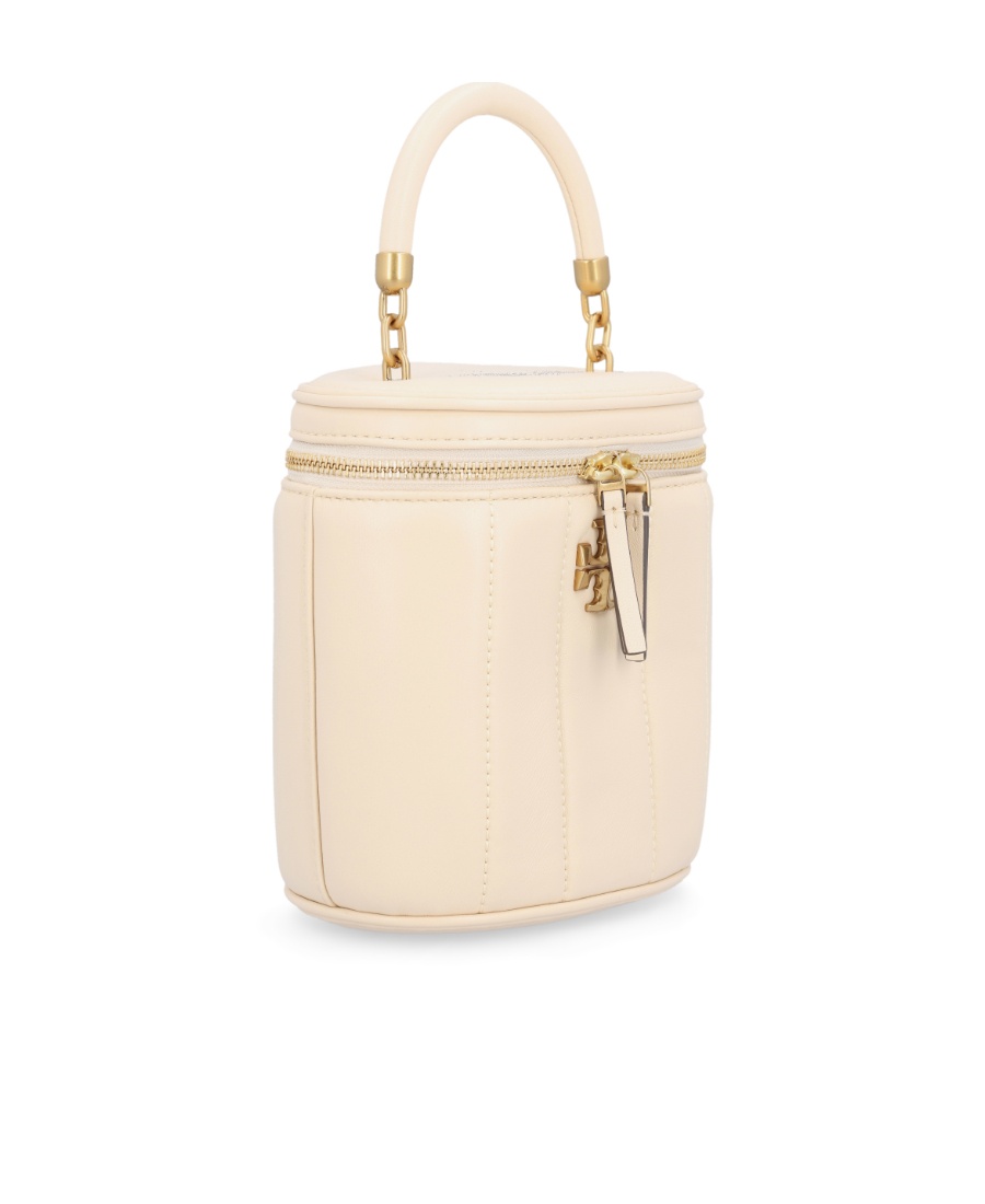 商品[国内直发] Tory Burch|汤丽柏琦TB女包Kira金属双T logo皮质手提单肩斜挎包桶包奶白/黑色138999 ,价格¥3332,第5张图片详细描述
