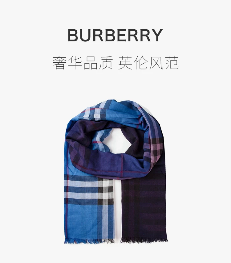 商品[国内直发] Burberry|BURBERRY 蓝色男士围巾 3931694,价格¥2684,第1张图片详细描述