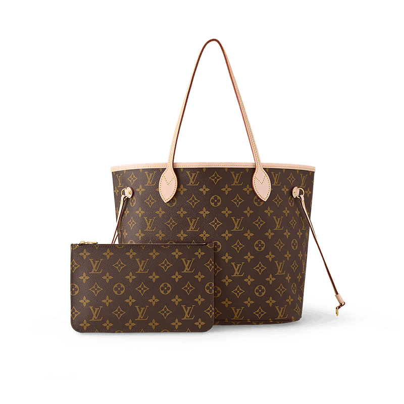 商品Louis Vuitton|【预售十天】路易威登 23春夏 Neverfull女士中号浅褐色帆布配皮金色金属饰面手提包 M40995,价格¥13272,第3张图片详细描述